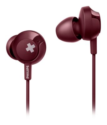 red headphones with mic