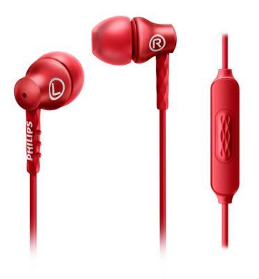 red headphones with mic