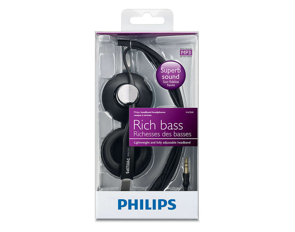 Philips Headband Headphones SHL9500 Rich Bass Foldable 