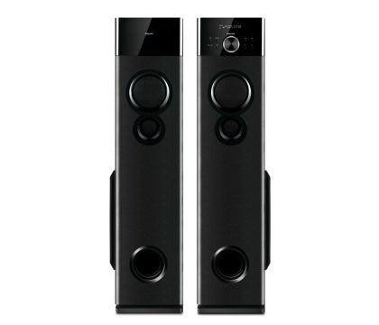 Multimedia tower speakers with wireless microphone
