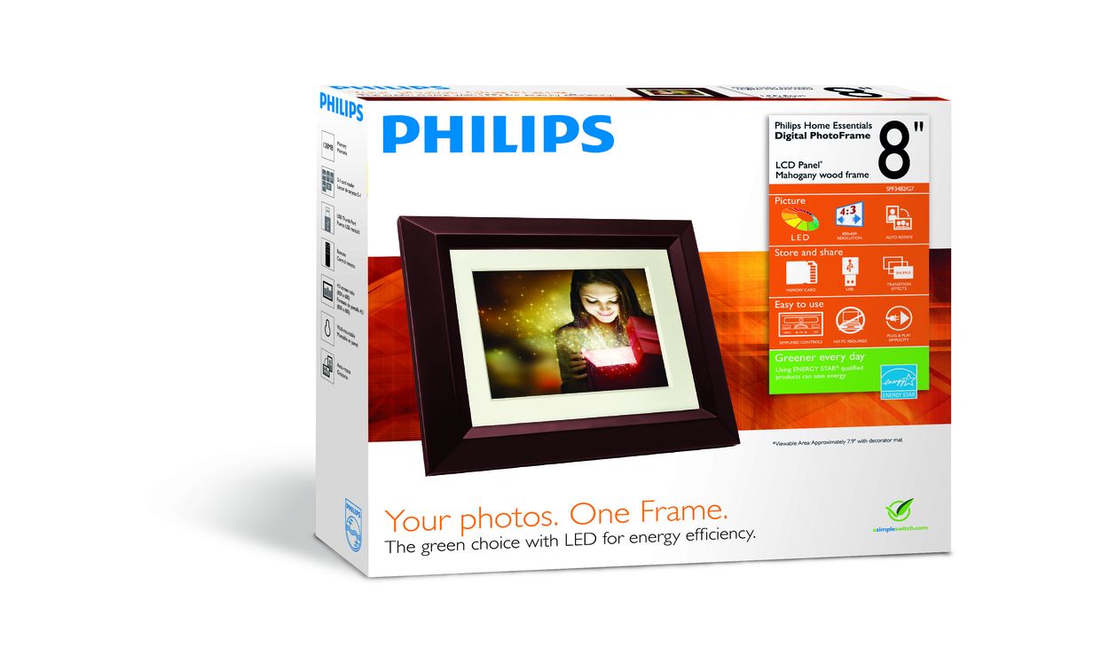 Moldura digital Philips Home Essential 7 painel LCD madeira preta