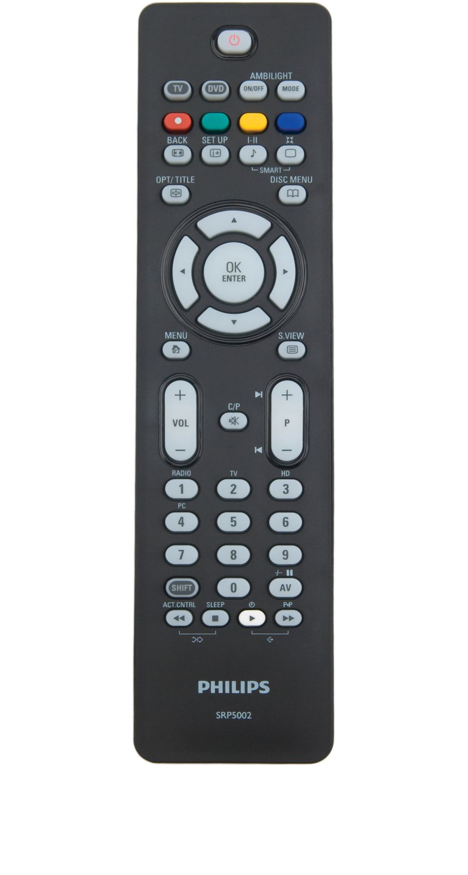 Mando A Distancia Universal Philips 4 En 1 - Para TV, Con Botón Inteligente Y Hasta 8000 Códigos (color Negro)