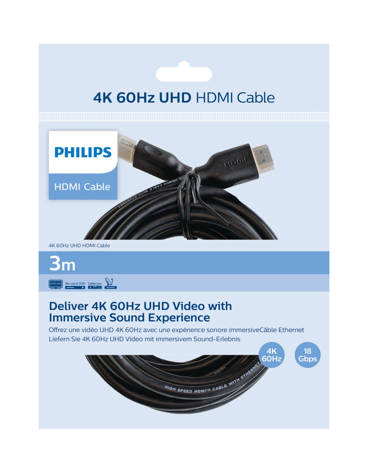 Cable HDMI 2.0 4K 3 metros 60 frames Vention