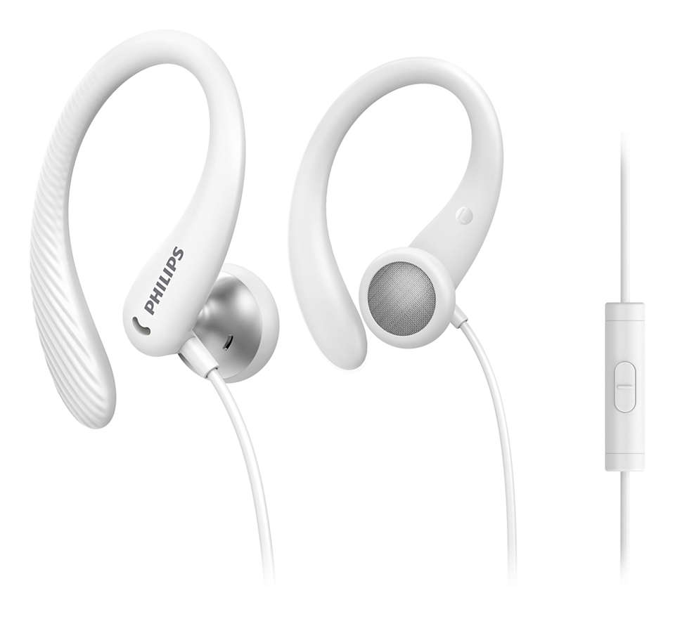 Earphones for Sports PHILIPS Over The Ear Sport Earbuds with Mic Running and Gym 