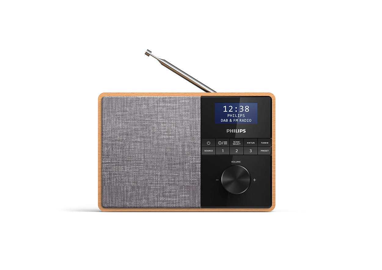 Philips R5505/10 Radio mit Bluetooth 2020/2021 Modell Holzgehäuse, DAB+/UKW-Radio, 3-Breitband-Lautsprechertreiber, Küchentimer, Küchenradio, Stromnetz oder batteriebetrieben 