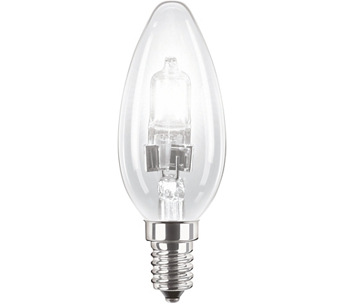 Philips Eco Classic Leuchtmittel E14-Fassung Kerzenform hochwertige Halogenlampe transparent 5 Stück B35, 42 W energiesparend 