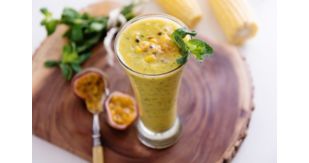 Apricot passion fruit with corn and mint