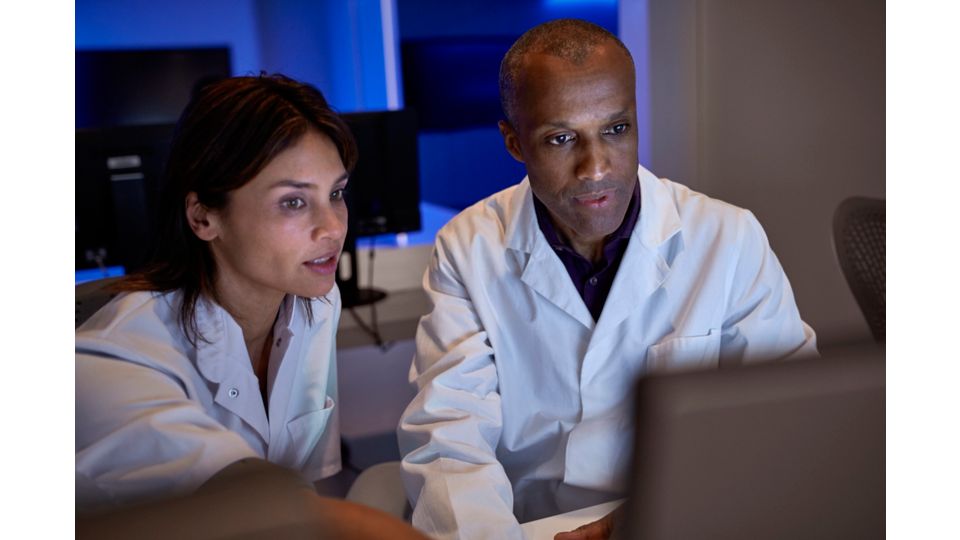 Clinicians in reading room