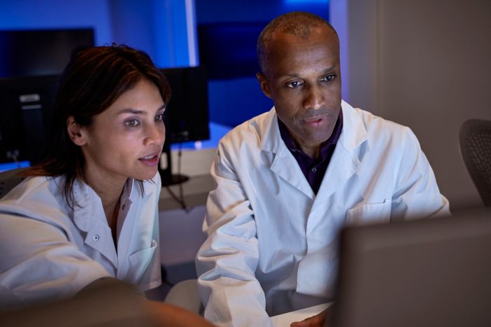 Clinicians in reading room