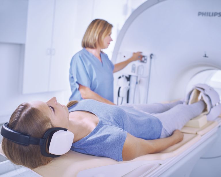 Image of a patient in an MR machine.