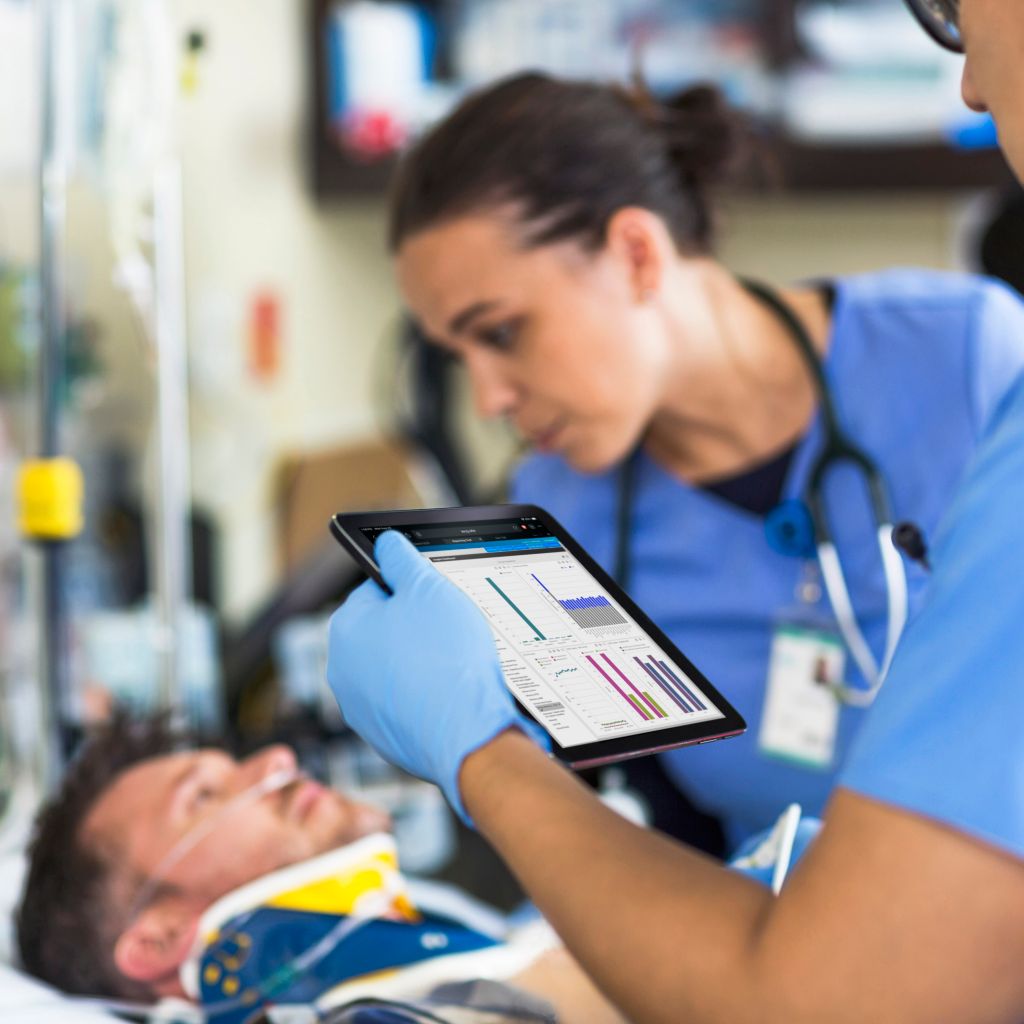 Clinicians tap into the power of IntelliSpace ECG to access critical ECG data via a touchscreen tablet.