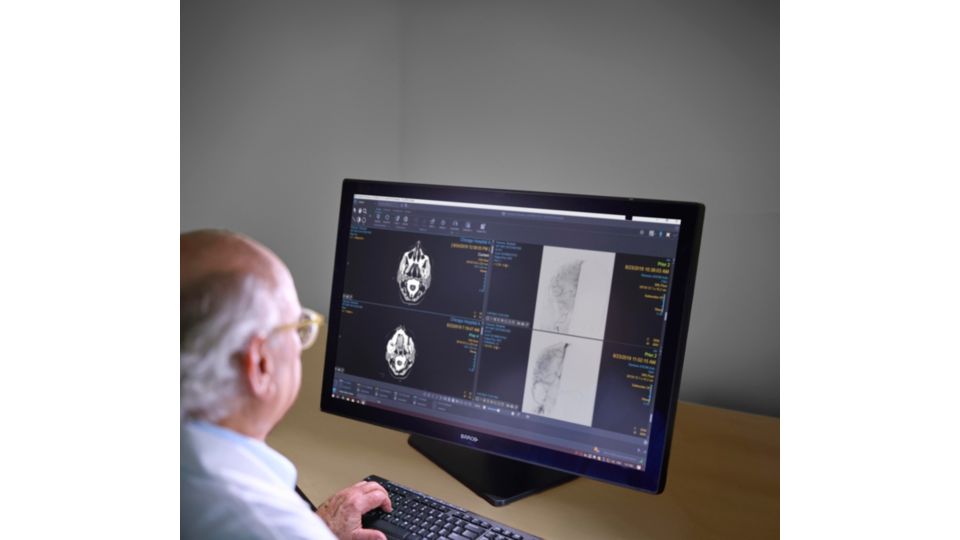 Radiologist reviewing a case