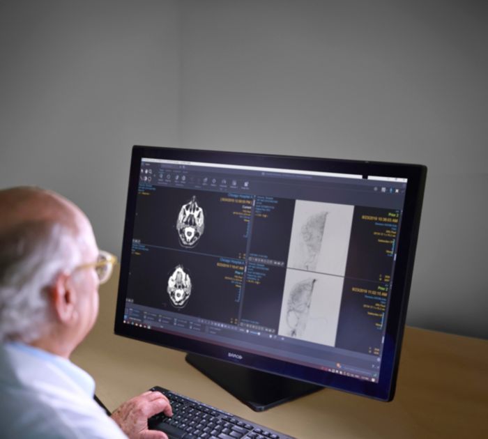 Radiologist reviewing a case