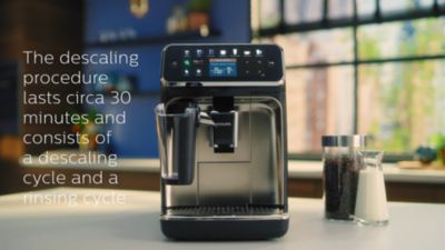 Tutorial movie that explain how to descale the Philips 5400 Espresso series