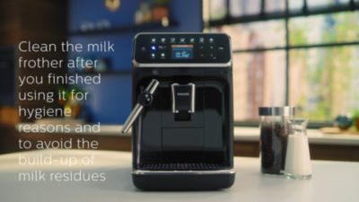 Support movie how to clean the Philips 4300 Classic Milk Frother Espresso series