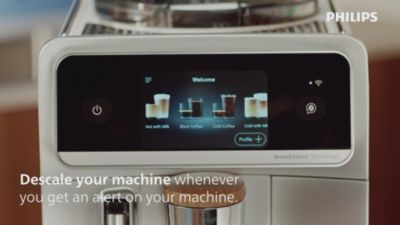 Support movie how to descale the Philips Café Aromis 8000 Espresso series
