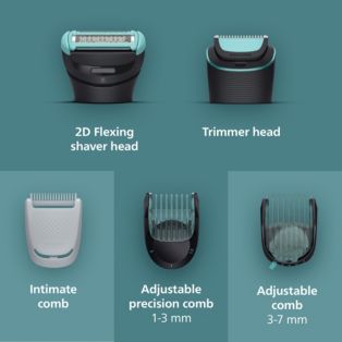 Body Groomer 7000 Series 2D flex head and dual trim-shave system