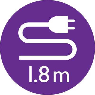 1,8 m ledning for maksimal bevegelighet