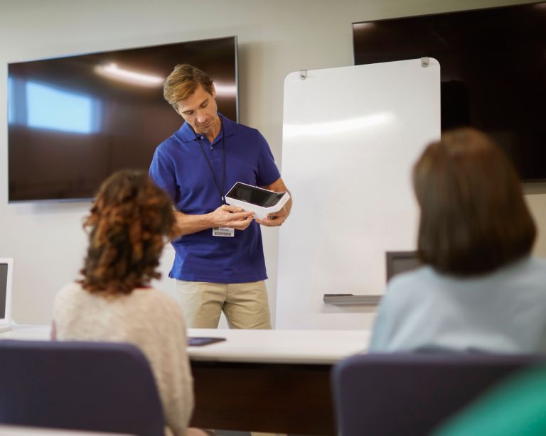 Philips representative demonstrating IntelliVue X3 monitor