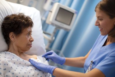 Patient receiving a cox shot treatment
