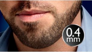 O ajuste para barba de 0,4 mm oferece uma barba com aparência de três dias