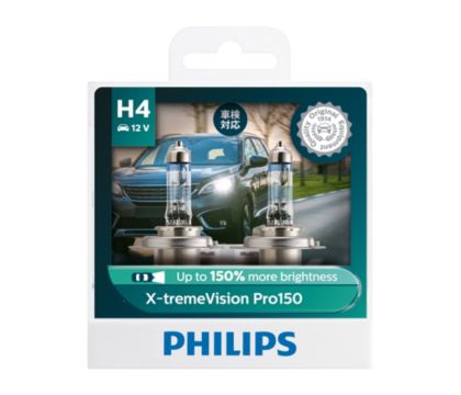 Philips H4 X-treme Vision Car Headlight Bulbs. 12v 55w.