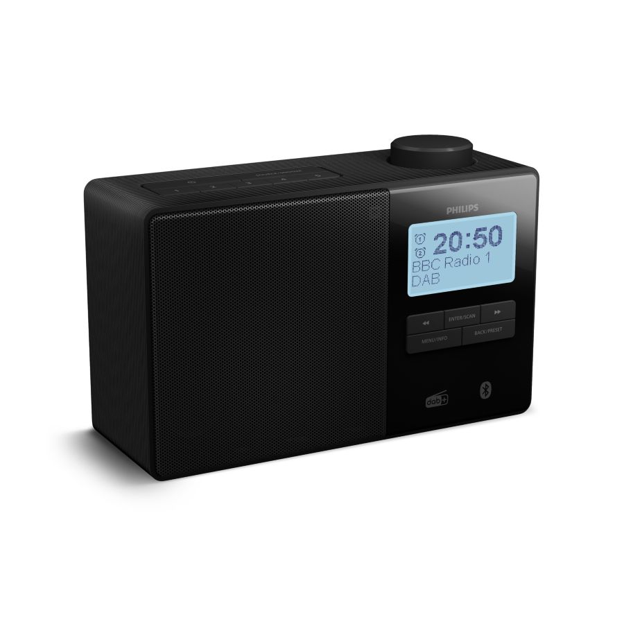 Splash-proof portable radio for home and garden