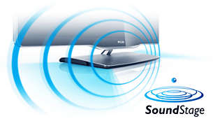 28W „SoundStage“ dinamiškam ir galingui garsui ypač ploname televizoriuje