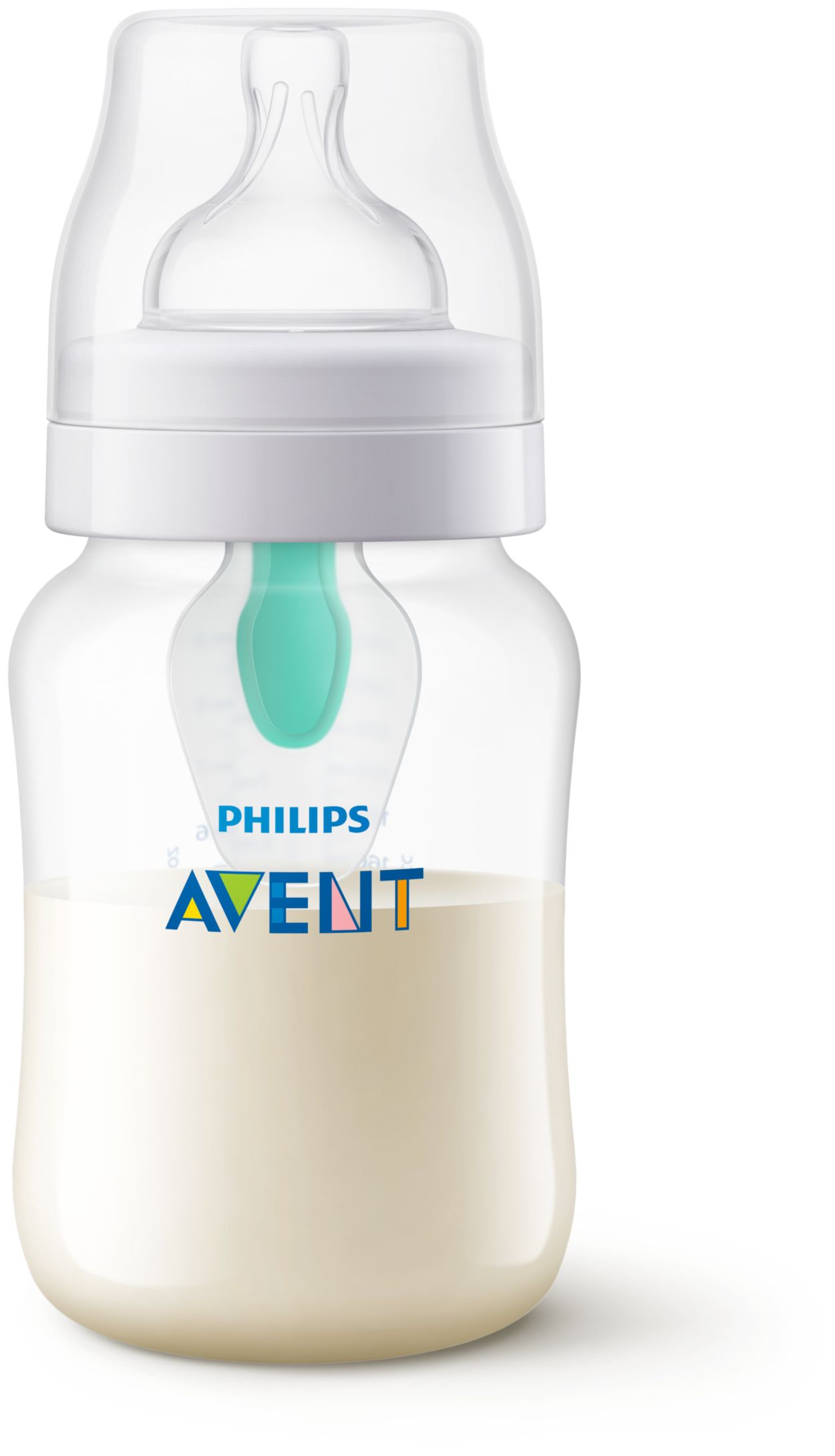  Philips AVENT - Biberón anticólicos con ventilación AirFree,  266 mililitros, transparente, SCY703/04, 4 unidades : Bebés