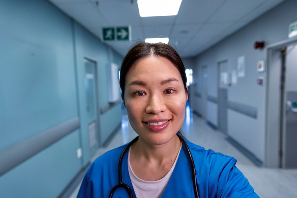 Clinician looking at camera