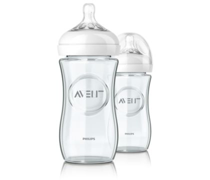 Philips Avent SCF053 / 17 - Natural glass bottle, 240 ml : :  Baby Products