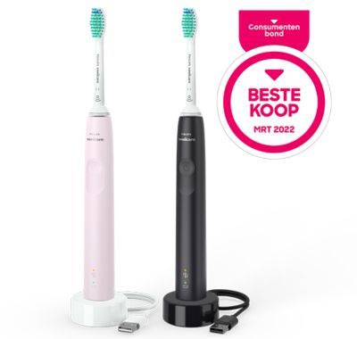 Philips Sonicare Series 3100 HX3675/15 - Elektrische tandenborstel - Zwart & Roze - Duopack