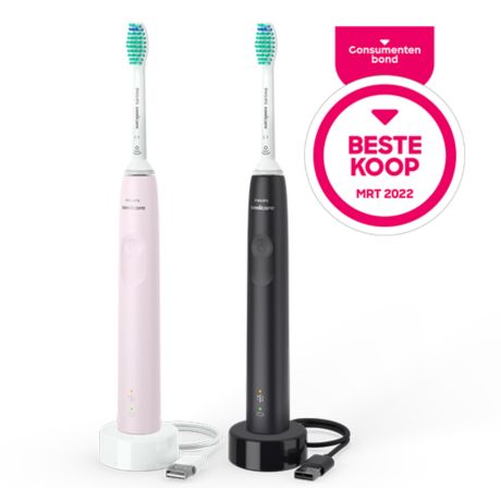 HX3675/15 Philips Sonicare 3100 series 2x Sonische, elektrische tandenborstels - Zwart/Roze