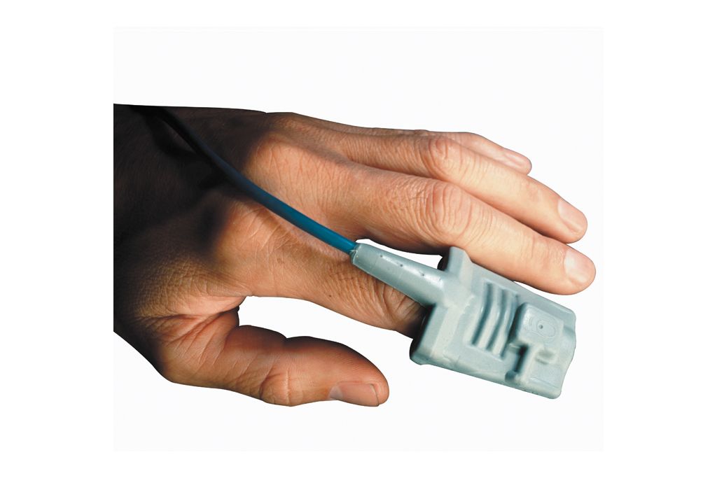 The M1191BL sensor fits snugly on the finger. It exerts minimal pressure to avoid skin irritation.