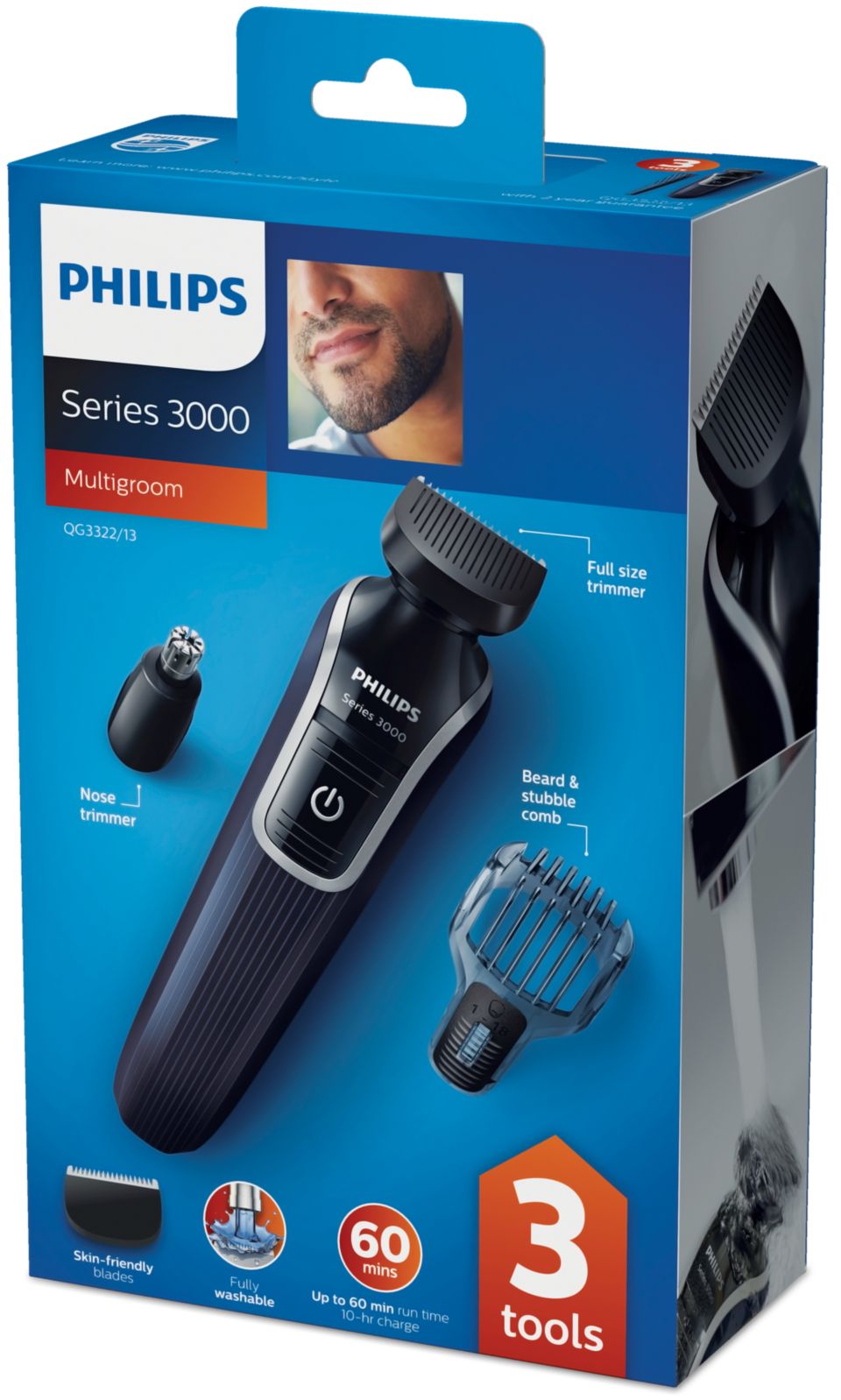 Philips Multigroom Series 3000 3-In-1 Beard & Detail Trimmer For Men, Black  - QG3322/13, Best price in Egypt