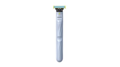 OneBlade FirstShave stand aufrecht auf weißem Hintergrund
