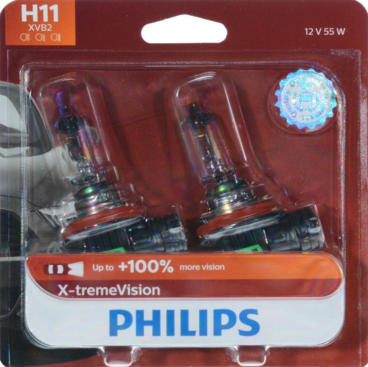 2 Philips X-tremeVision PRO150 55W 12V H11 Bulbs - 12362XVPB1