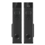 Multimedia tower speakers with wireless microphone