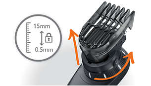 8 easy lock-in length settings from 0.5 to 15mm.