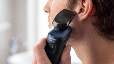 Click-on trimmer for moustache and sideburn styling