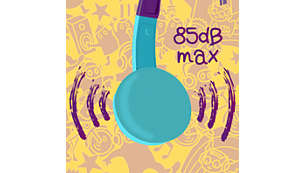 Musiikin kuuntelu on turvallista, sillä äänenvoimakkuus on rajoitettu 85 dB:iin