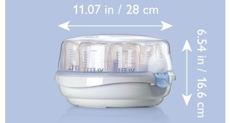  Philips AVENT Esterilizador de vapor de microondas para  biberones, chupetes, tazas y más, SCF281/05 : Bebés