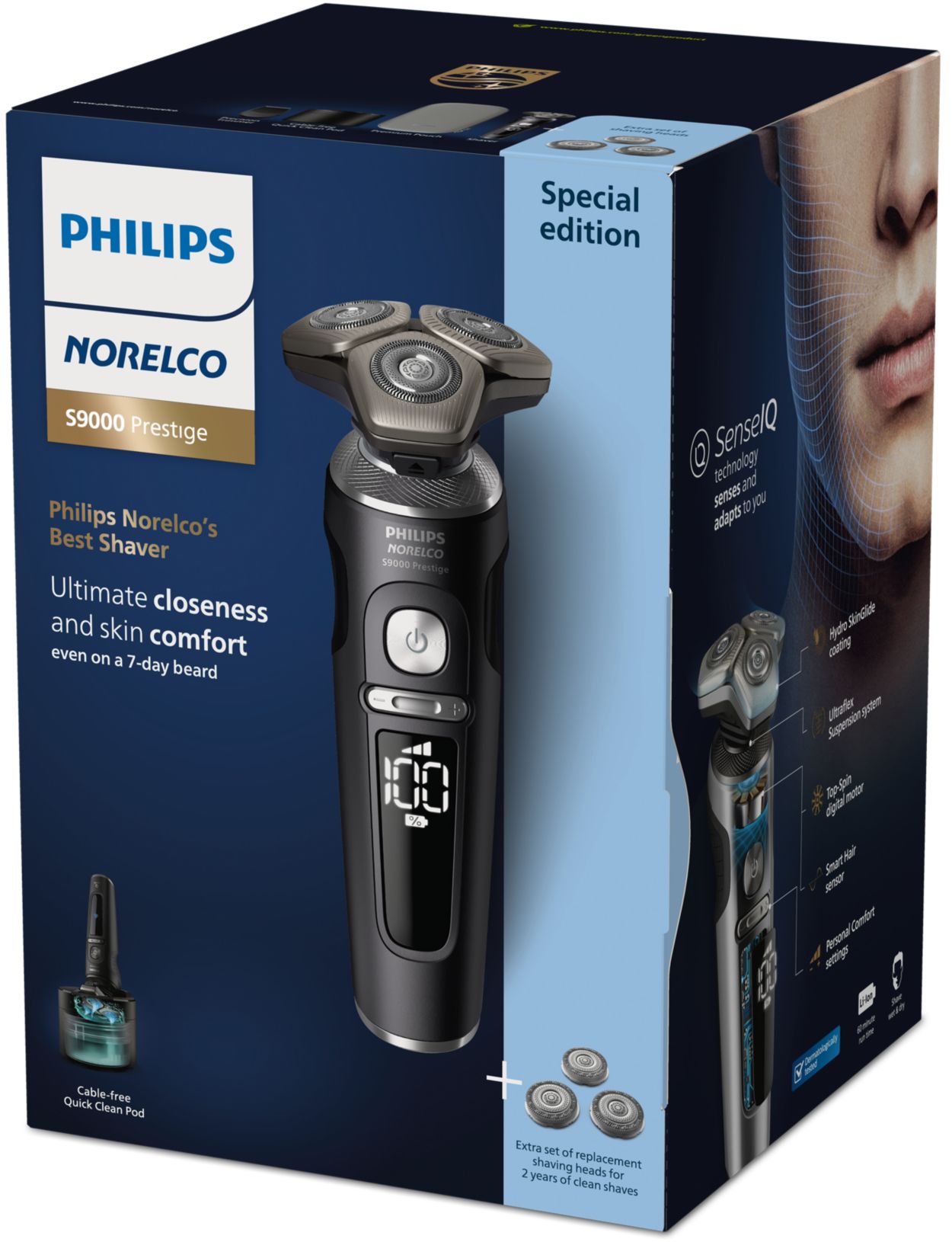 Shaver S9000 Prestige Wet & Dry Electric shaver with SkinIQ