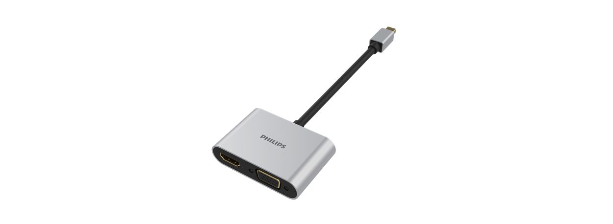 Mini DP 扩展到 HDMI 和 VGA 端口。