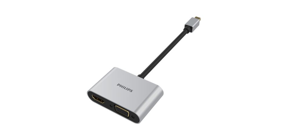 Mini DP 扩展到 HDMI 和 VGA 端口。