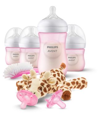  Philips AVENT Natural with Natural Response Nipple, All in One  Gift Set with Snuggle Giraffe, SCD839/01 : Baby