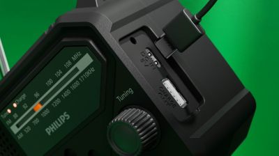 Built-in Li-ion battery. Charge using USB-C