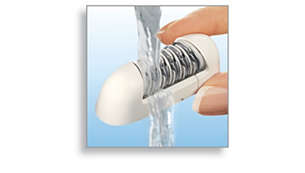 Abwaschbarer Epilierkopf für zusätzliche Hygiene und leichte Reinigung