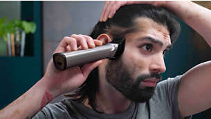Широката машинка за подстригване бързо оформя дори най-гъстата коса