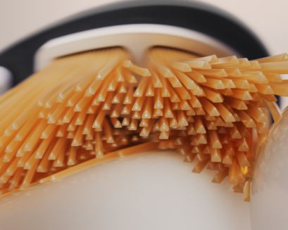 Extreme close up of Philips Sonicare All-in-One brush head